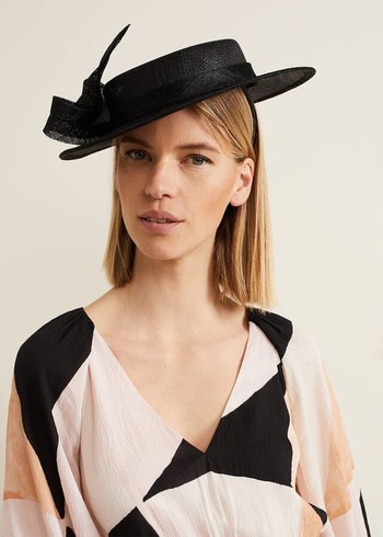 Phase Eight Mini Bow Boater Fascinator Hats Black Canada | XFDOSL-051